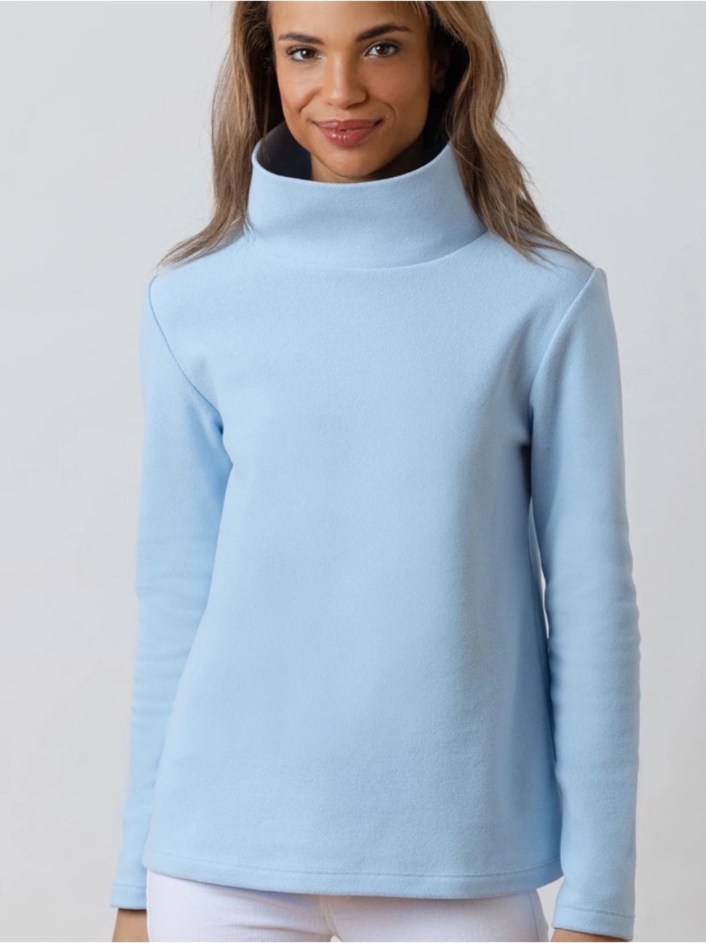 NEW NWT Dudley Stephens Greenpoint Turtleneck in Terry Fleece Ice Blue Small